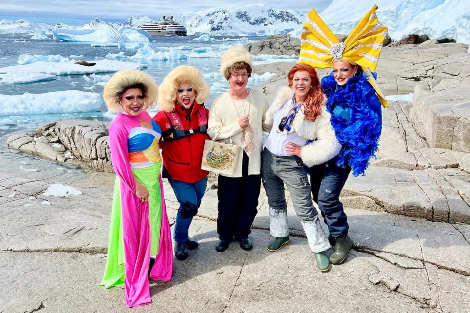 On the first all-LGBTQ+ trip to the White Continent, a "kaboodle" of drag queens take over Antarctica.